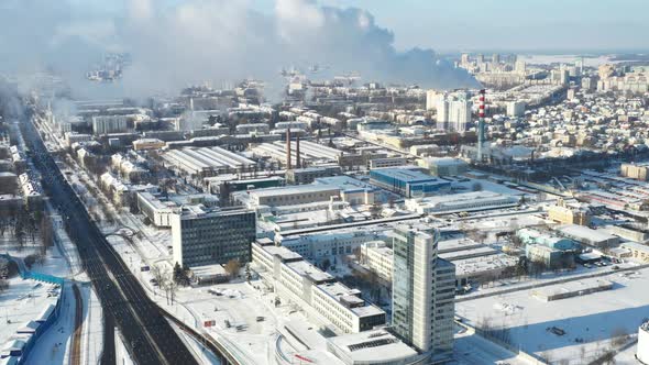 Top View of the National Library in Minsk in Winter