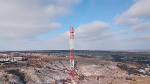 Aerial view of the top of telecommunication tower