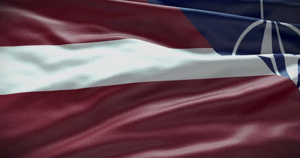 Latvia and NATO waving flag, graphic animation