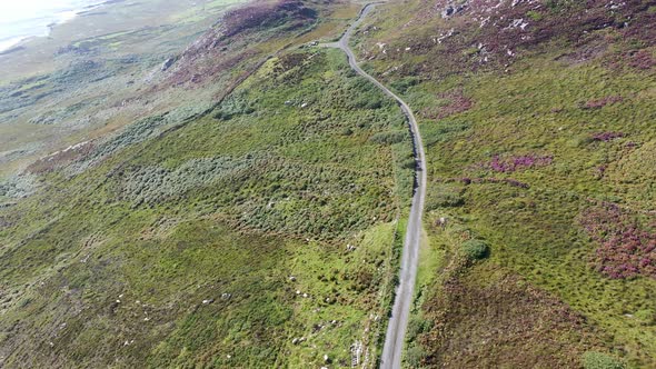 Aerial View of the Coastal Single Track Road Between Meenacross and Crohy Head South of Dungloe