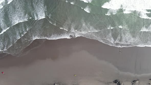 aerial view of the south sea at parangtritis beach. The waves and beautiful beaches in Yogyakarta.