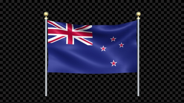 New Zealand Flag Waving In Double Pole Looped