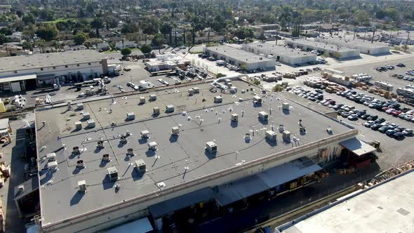 Aerial View To Industrial Zone and Company Storage Warehouse in RIverside