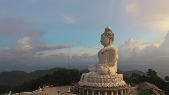 Aerial View Phuket Big Buddha In Sunset