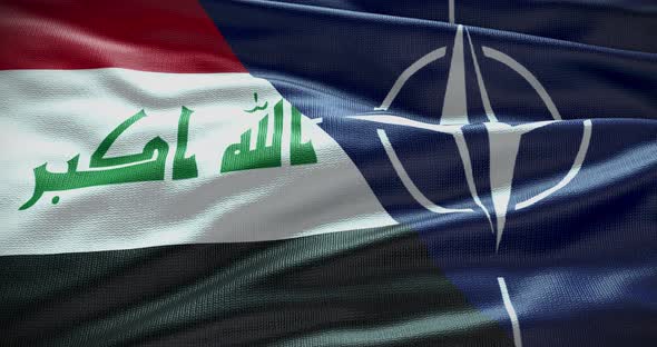 Iraq and NATO flag waving loop