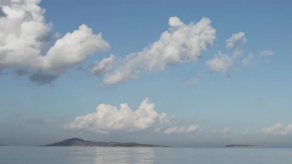 The Time Lapse Clouds on the Sea to Island at Urla Izmir