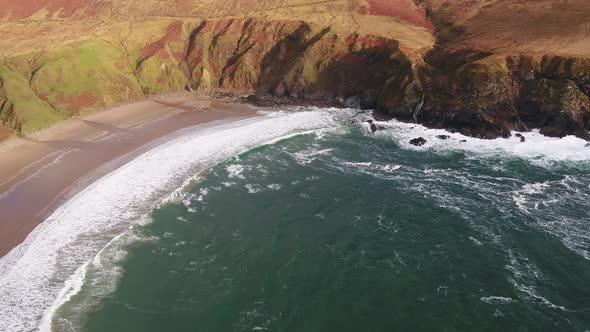 Aerial View of the Beautiful Coast at Malin Beg Looking in County Donegal, Ireland