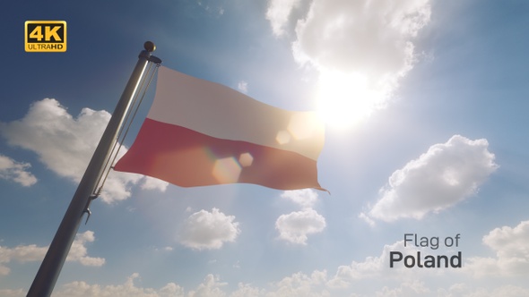 Poland Flag on a Flagpole V2 - 4K