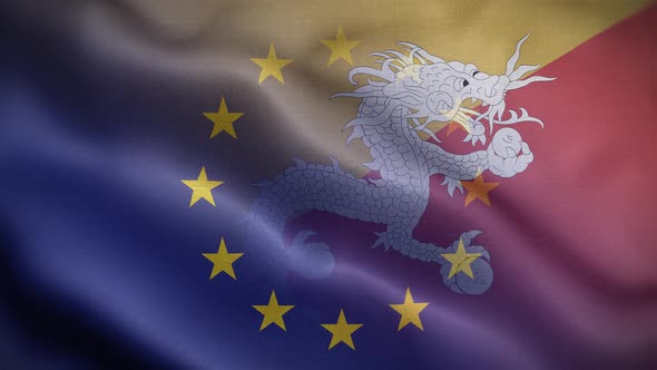 EU Bhutan Flag Loop Background 4K