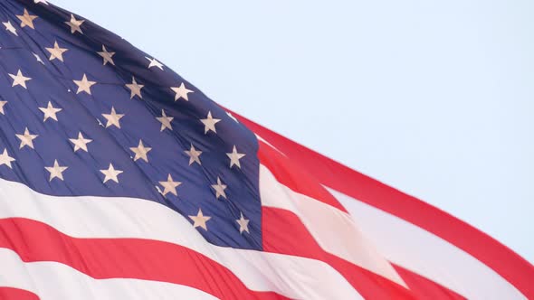 American Flag Waving in Wind USA