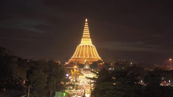 Aerial view of Phra Pathom Chedi stupa temple in Nakhon Pathom near Bangkok City, Thailand