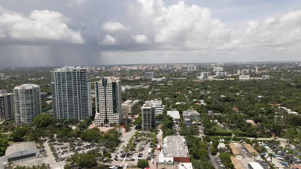 Drone Flying Towards Miami Bayshore Area