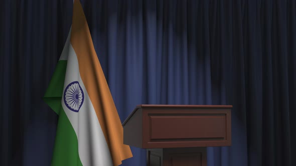 Flag of India and Speaker Podium Tribune