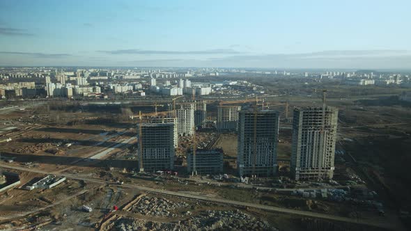 Construction site. Construction of modern multi-storey buildings