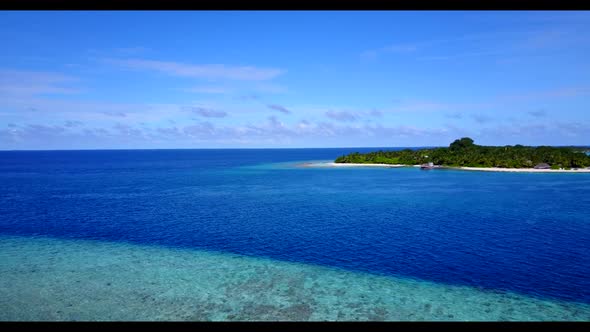 Aerial sky of tranquil tourist beach adventure by clear water with clean sand background of a dayout