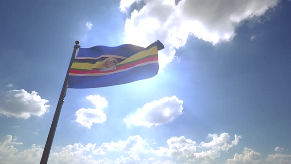 East African Community Flag on a Flagpole V4 - 4K