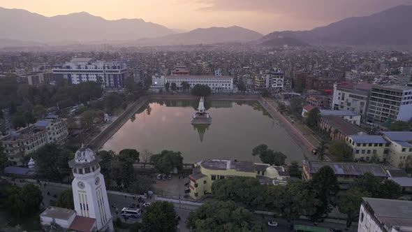 Flying towards the Queens Pond in Kathmandu Nepal