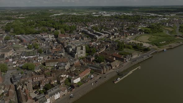 High Aerial King's Lynn Quay River Great Ouse Norfolk UK