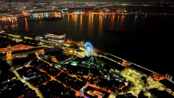 Night scape of downtown district of Rio de Janeiro Brazil.