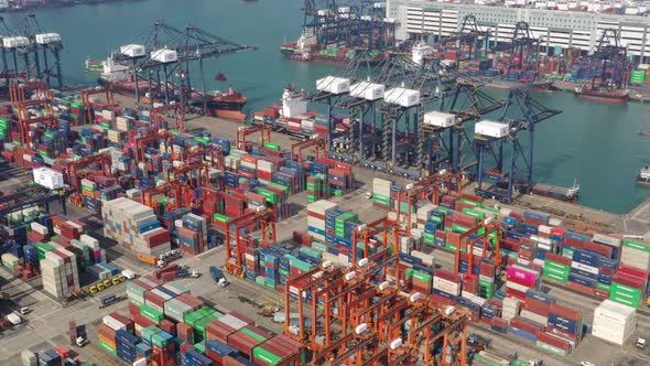 Top view of Kwai Tsing Container Terminals in Hong Kong