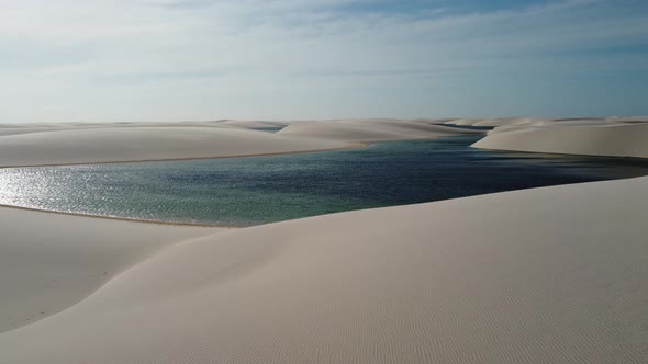 Brazilian landmark rainwater lakes and sand dunes. Lencois Maranhenses Brazil.