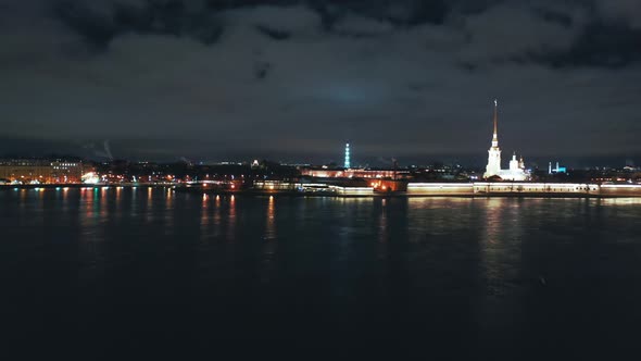 Aerial View of Neva River with Peter and Paul Fortress in the Background, St Petersburg, Russia