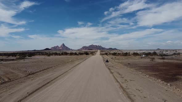 Aerial footage of the beautiful Erongo region of Namibia, desert and mountains