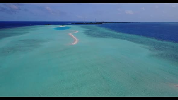 Aerial drone shot nature of relaxing resort beach lifestyle by clear water with white sand backgroun