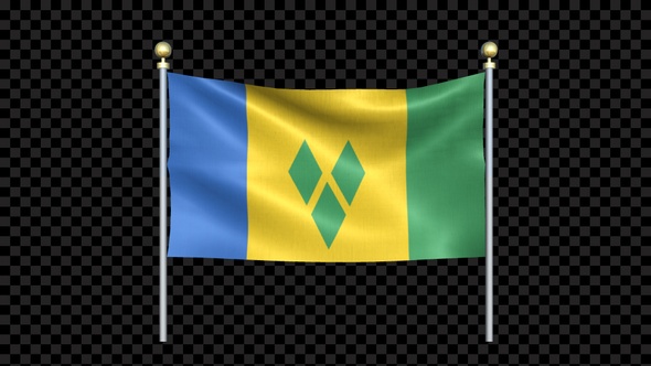 Saint Vincent And The Grenadines Flag Waving In Double Pole Looped