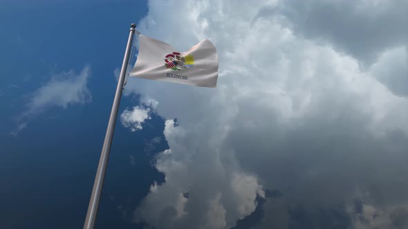 Illinois State Flag Waving 4K