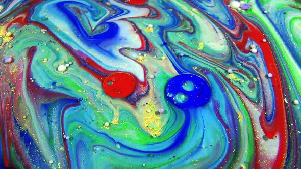 Dreamy Marbling Surface Moving Oil Liquid Swirl Point Paint Background Texture