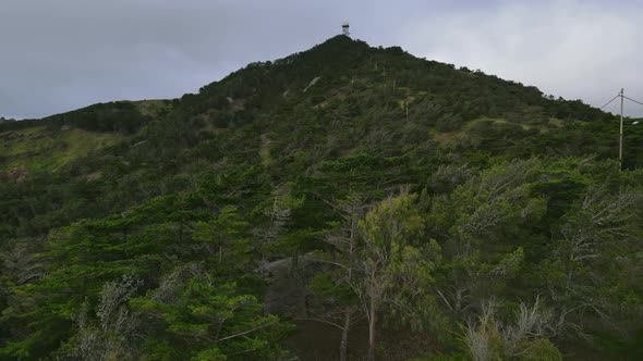 Camera capturing the hills of Pico Castelo in partial sunlight and cloud cover.