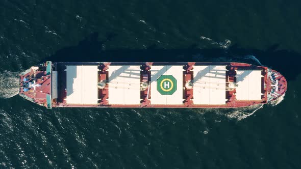 High Angled View of Big Cargo Ship