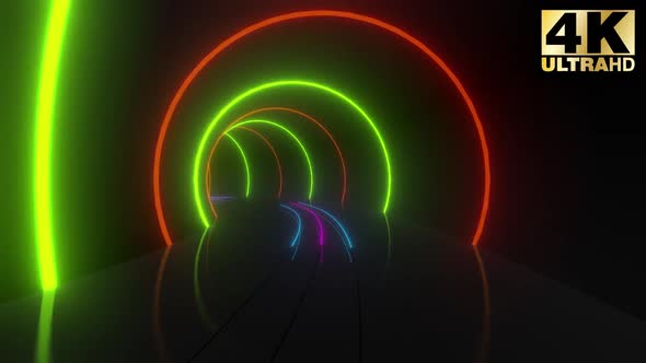 4k Colorful Neon Tunnel Loop Pack