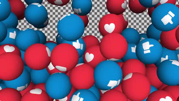 Facebook Social Media Like and Heart Emoji Transition Pack 4K Resolution With Alpha Channel