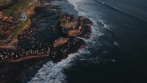 Aerial View of of Tanah Lot Temple at Sunset