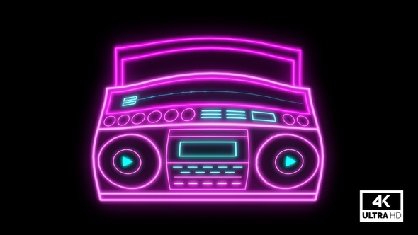 Animated Neon Radio Boombox Audio Spectrum V2