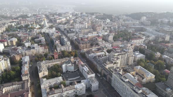 Cityscape of Kyiv, Ukraine. Aerial View, Slow Motion