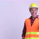 Young Happy Hispanic Man Construction Worker Touching Something and Giving Thumbs Up - VideoHive Item for Sale