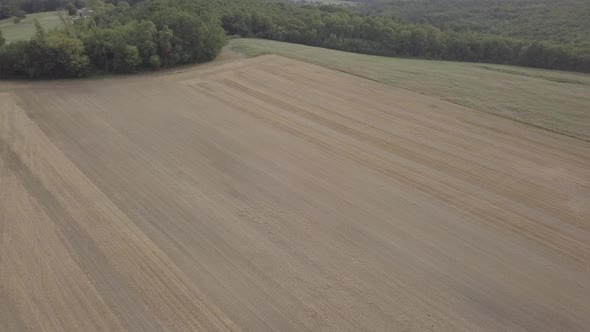 Aerial view of rural landscape yellow agricultural fields nature Countryside village Bordeaux France