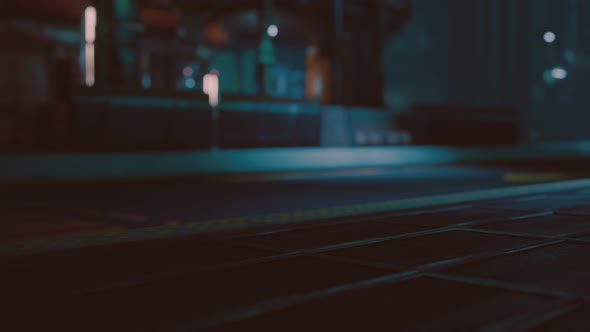 Futuristic Street with Neon Glow at Night alt