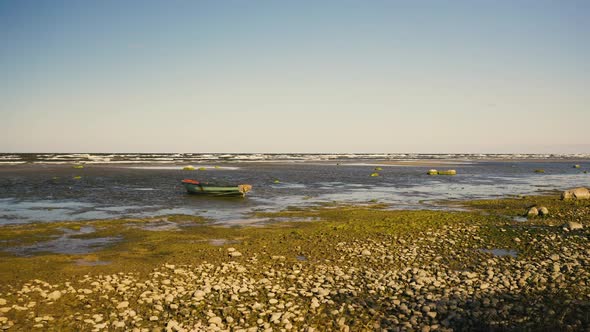 Fishing boat off the coast of the Baltic in summer