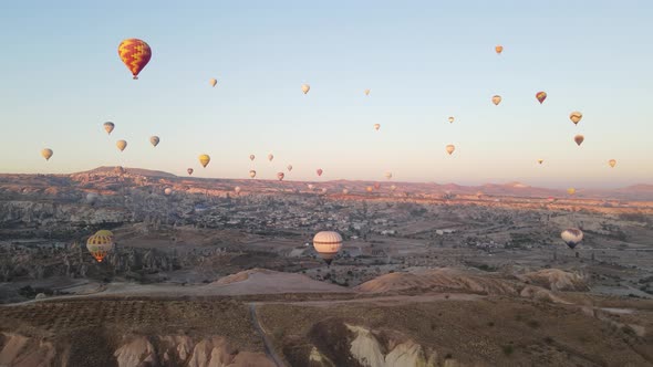 Cappadocia, Turkey : Balloons in the Sky. Aerial View