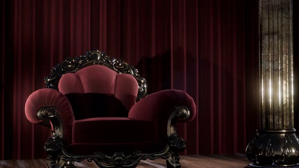 Luxurious Theater Curtain Stage with Chair alt