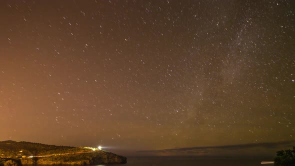 star lapse night stars mallorca coast