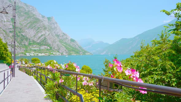 Sidewalk with Flowers on Lake Garda