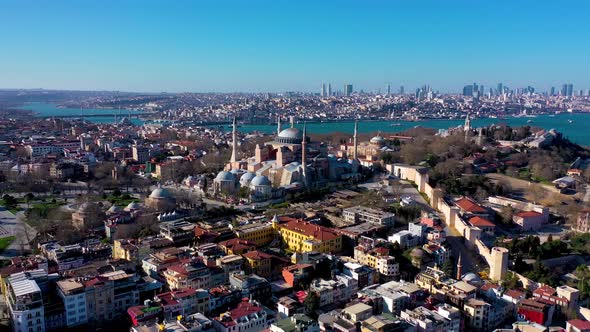 Hagia Sophia Aerial View with Drone from Istanbul Turkiye. 03