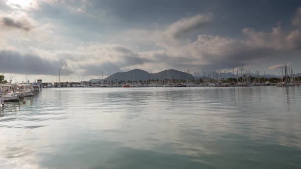 alcudia port harbour fishing boats coast sea mallorca