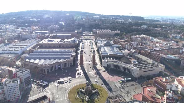 Barcelona Plaza del Espana Spain 4k