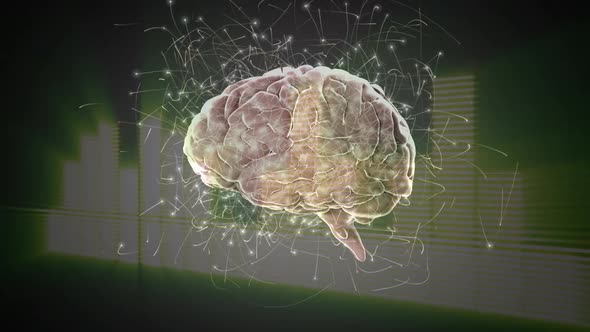 Digital composite of a brain and digital bars